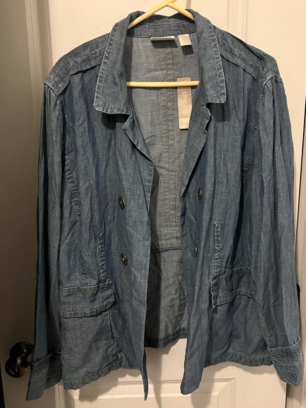 Lightweight Denim open front Double Breasted Jacket